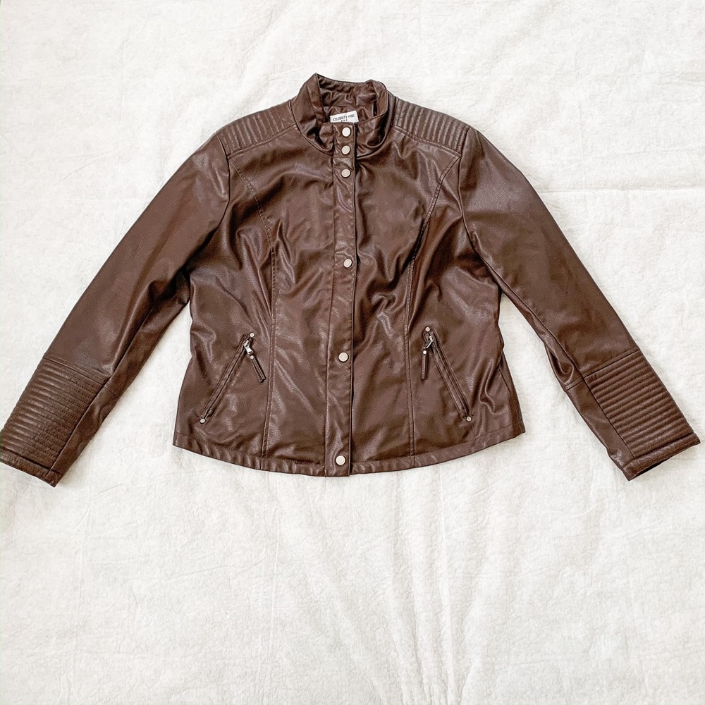 Celebrity Pink Faux Leather Moto Jacket